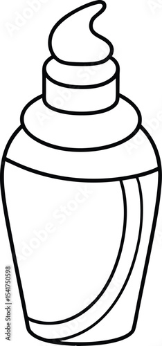 Hair Mousse Bottle Outline Vector Design.