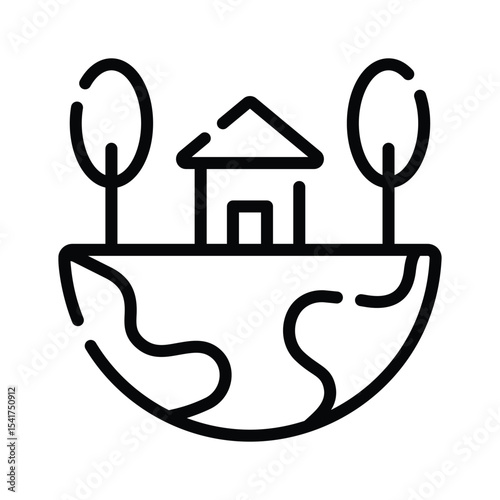 Trendy outline icon showing metaverse land property