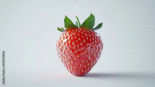Fresh strawberry resting on a light background showcasing its vibrant color and detailed texture