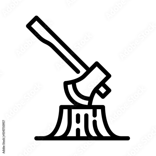 Cutting Tree outline icon. deforestation black line illustration.