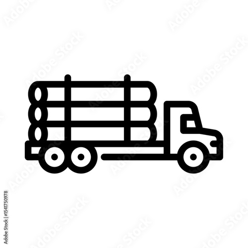 Logging Truck outline icon. log truck black line illustration.