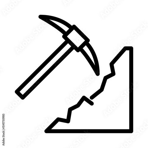 Mining outline icon. Mining Axe black line illustration.