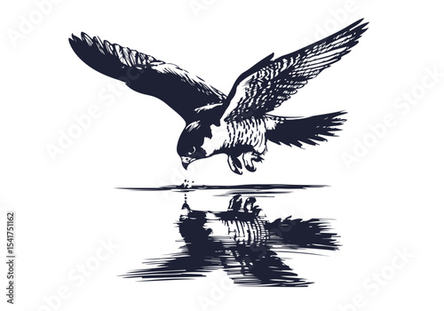 Peregrine Falcon hand drawn sketch vector illustration
