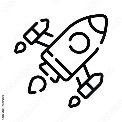 A premium linear icon of launching space rocket