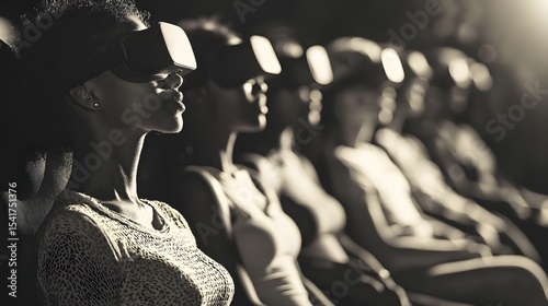 Diverse Group Engaging with Virtual Reality Technology in Dark Setting