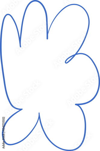 Freeform Abstract Blue Outlined Blob Form