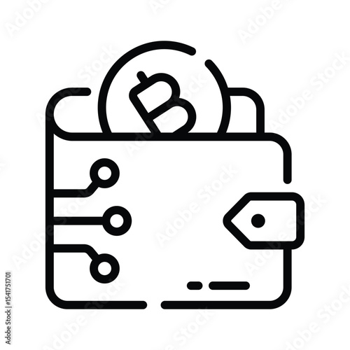 Premium outline style icon of bitcoin wallet