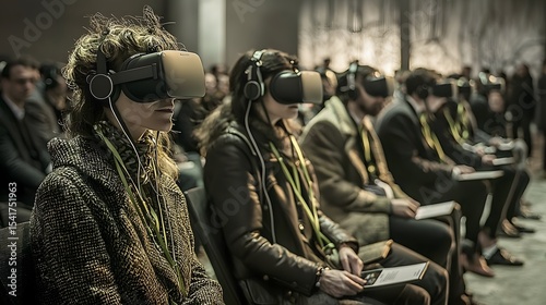 People Engaged in Virtual Reality Experience at Technology Conference