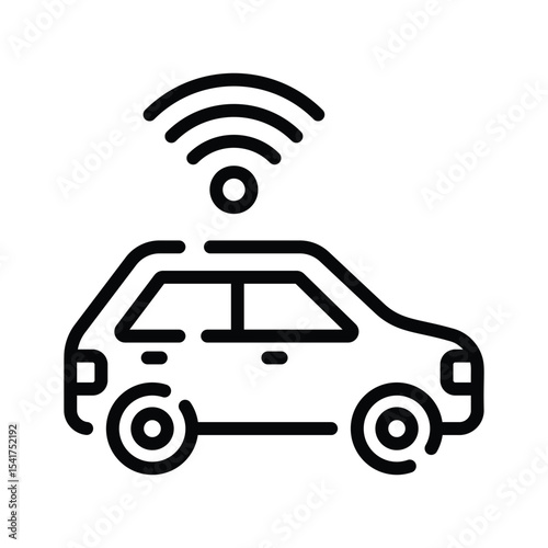 Well designed outline icon of autonomous smart car