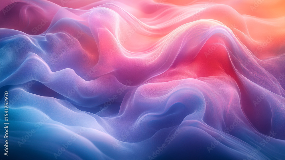 Fototapeta premium Abstract colorful wavy textile design with soft gradient colors