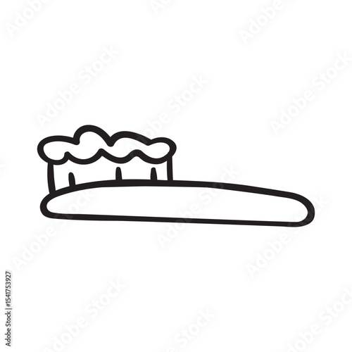 Toothbrush. Outline icon. Vector hand drawn illustration on white background.