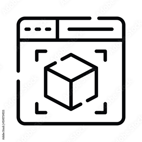 A trendy linear icon of 3d modelling website