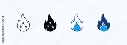 Fire icon set multiple style collection