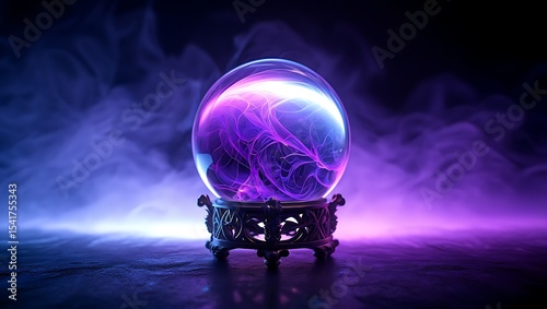 Mystical Crystal Ball with Purple Energy