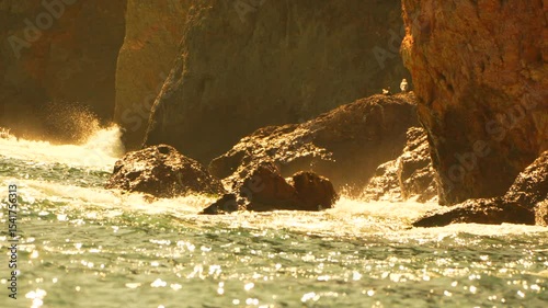 Waterfall River Rocks - Flowing water cascades over rocks in a scenic river.