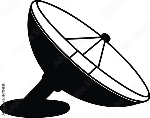 Large satellite dish antenna icon silhouette vector