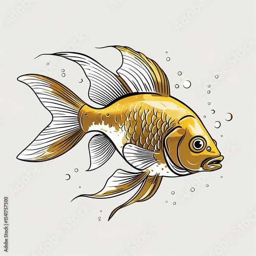 gold fish illustration isolated on white