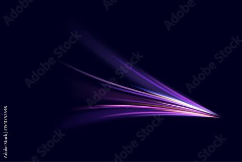 Neon color glowing lines background, high-speed light trails effect. Modern abstract high-speed light motion effect on black background. Light motion effect, slow shutter of traffic.
