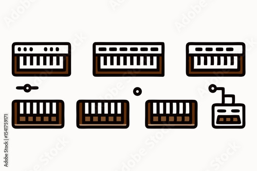 Modern Wired Keyboard Outline Vector Art for Technology Presentations