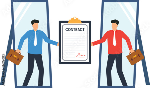 Businessman Signing Contract, two businessmen shaking hands on a contract.,concepts of agreement, partnership, deal-making contract signings, and the completion of business transactions.