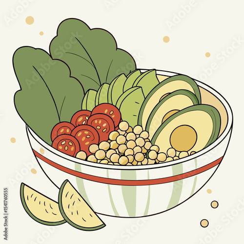 Healthy Vegan Bowl with Fresh Ingredients