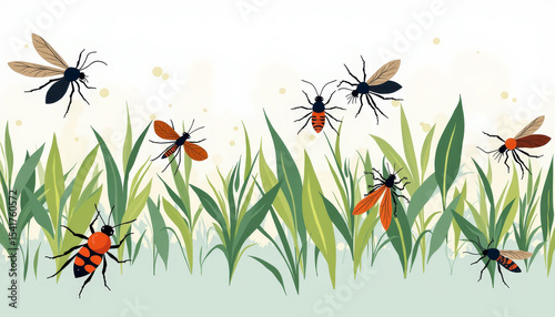Pests damaging greenhouse crops in lush greenery, agricultural challenge