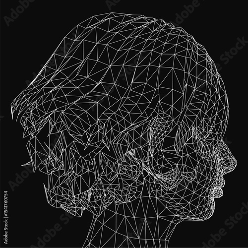 Silhouette of a young girl's head in profile, showcasing smooth curves and delicate facial features. The dark outline contrasts against a neutral background, emphasizing simplicity and elegance.