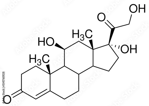Cortisol Cortison Kortison Chemie Strukturformel Vektor