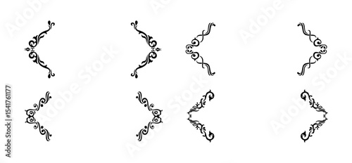 Hand drawn calligraphy ornament borders corners classic vintage vector