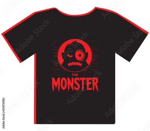 "THE MONSTER" T-Shirt Design with a Spooky Skull Head, Edgy and Dark Apparel