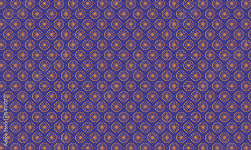 Seamless vintage blue and white tile pattern with floral decorative design