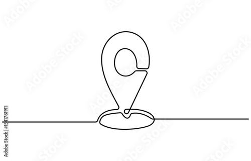 Single one line drawing location icon concept. Continuous line draw design graphic vector, Continuous line drawing of Home location map isolated on white background.