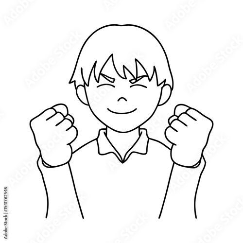 boy with clenched fists and determined face for motivation or school challenge
