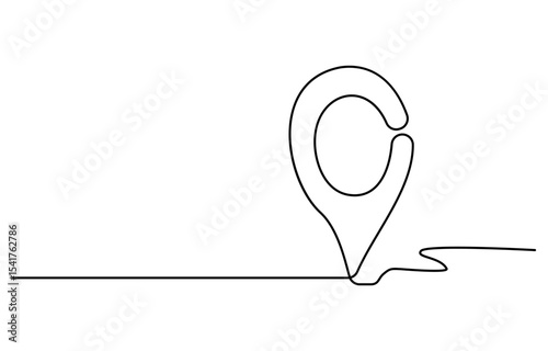 Single one line drawing location icon concept. Continuous line draw design graphic vector, Continuous line drawing of Home location map isolated on white background.