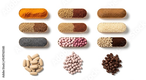 Natural Supplement Capsules A Diverse Range of Herbal and Spice Extracts for Health and Wellness