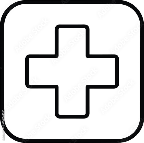 First aid icon vector black silhouette print design