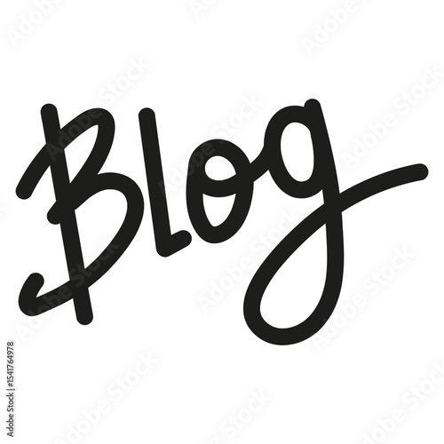 "Blog" text in doodle hand drawn style. Creative lettering vector for posters, banners, blogging graphics, or social media content. Fun sketchy design, isolated on white.