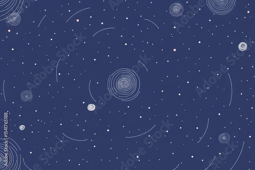 Midsummer Night Sky Filled With Abstract Stars Swirling in Dark Blue Hues