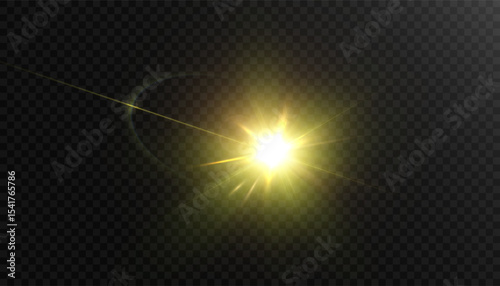 Glowing green beam with glow and flash on dark background. Abstract energy effect in sci-fi style, creating an atmosphere of tension and power.