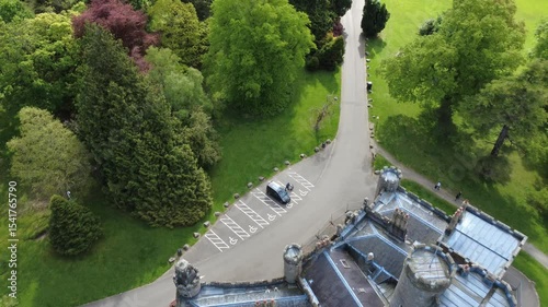 Wallpaper Mural Drone footage castle Scotland. Balloch Castle Country Park. Scotland, UK Torontodigital.ca