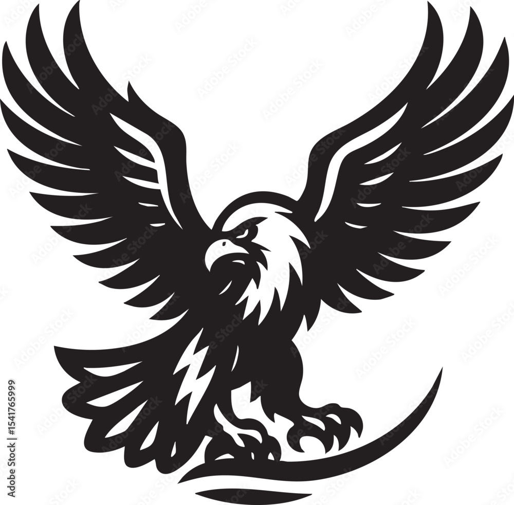 Obraz premium Majestic Bald Eagle Illustration Wings Spread Wide, Powerful and Free