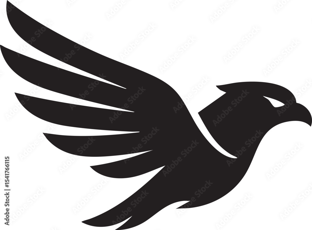 Obraz premium Majestic Black Hawk in Flight Powerful Vector Illustration