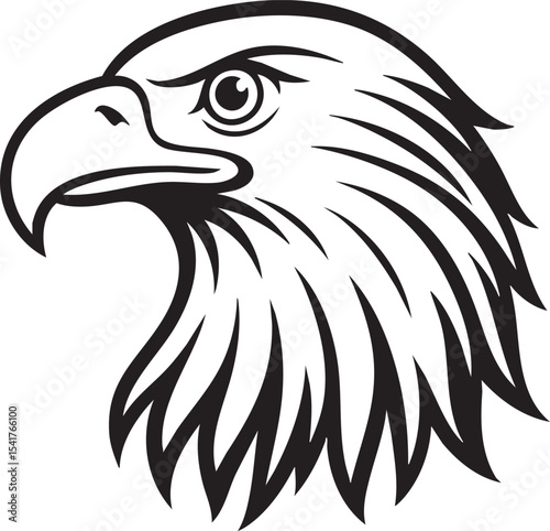 Majestic Bald Eagle Head Line Art Illustration