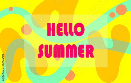 The "HELLO SUMMER" greeting background with bright and cheerful color elements, displays a warm, energetic and fun summer feel with a fresh and energetic design.