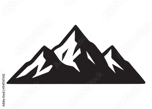 mountain logo silhouette vector, mountain logo icon silhouette, mountain with forest vector silhouette, rocky peaks mountain silhouette vector logo on white background