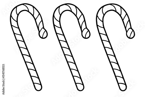 Candy Cane set line art vector