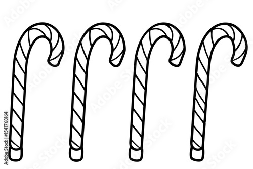 Candy Cane set line art vector