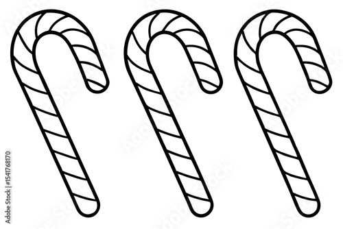 Candy Cane set line art vector