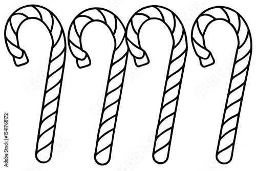 Candy Cane set line art vector