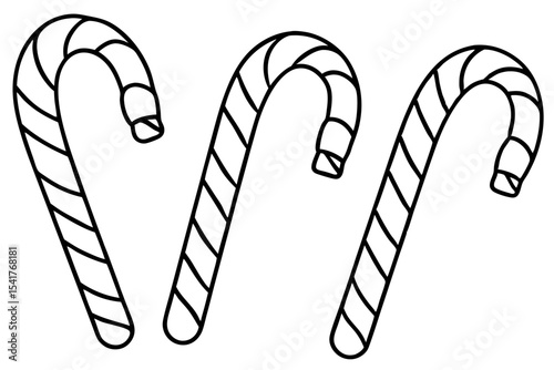 Candy Cane set line art vector